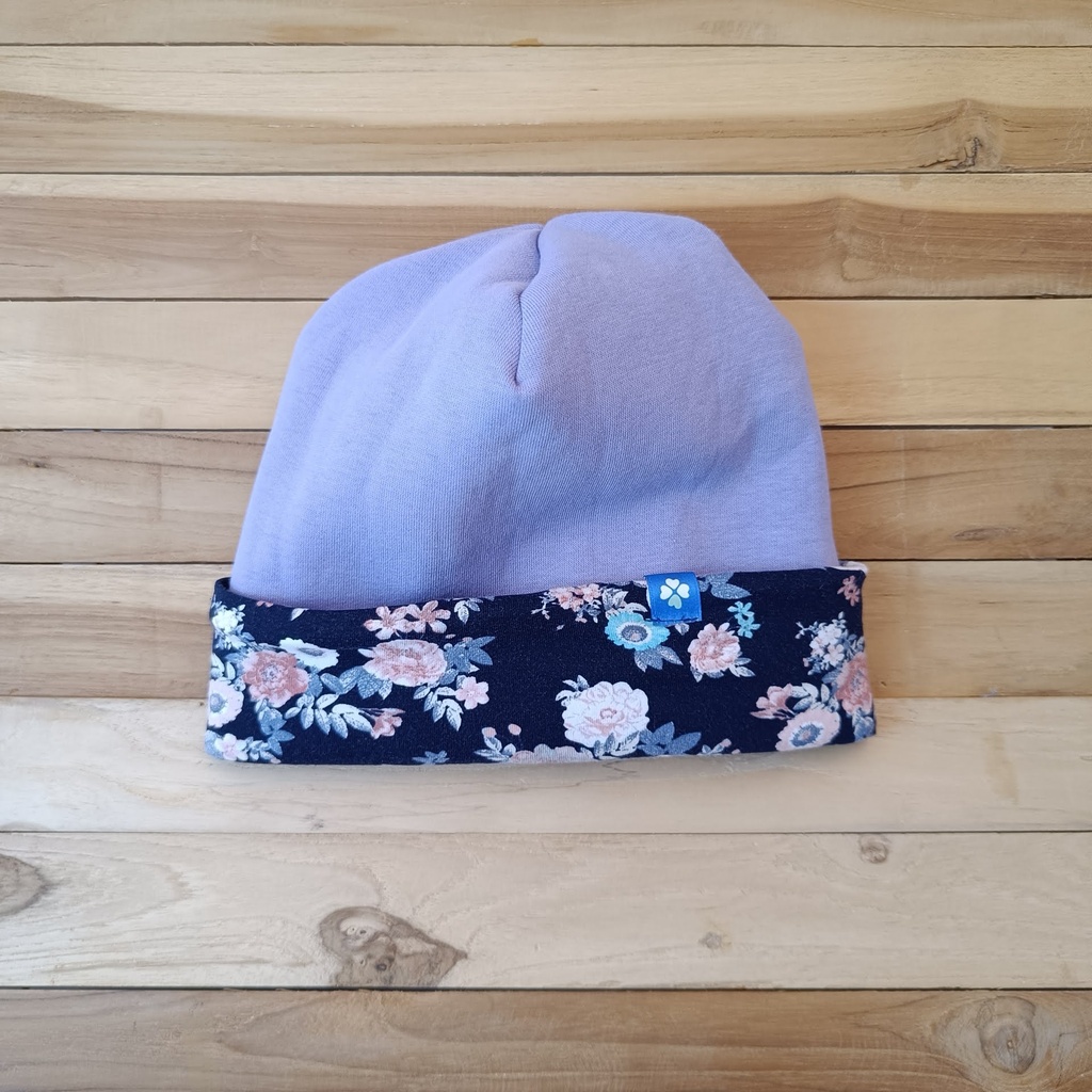 Bonnet Flocon Fleuri Mauve