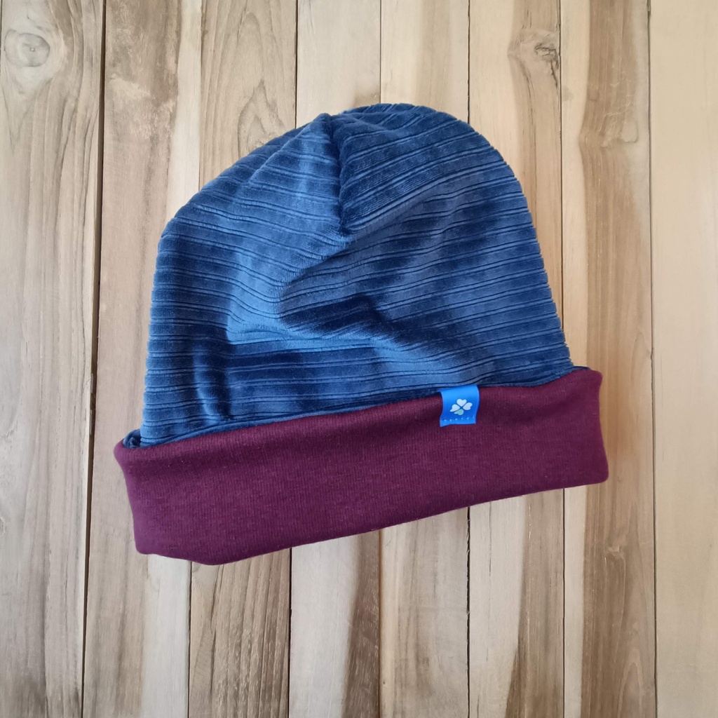 Bonnet Flocon Velours Bleu
