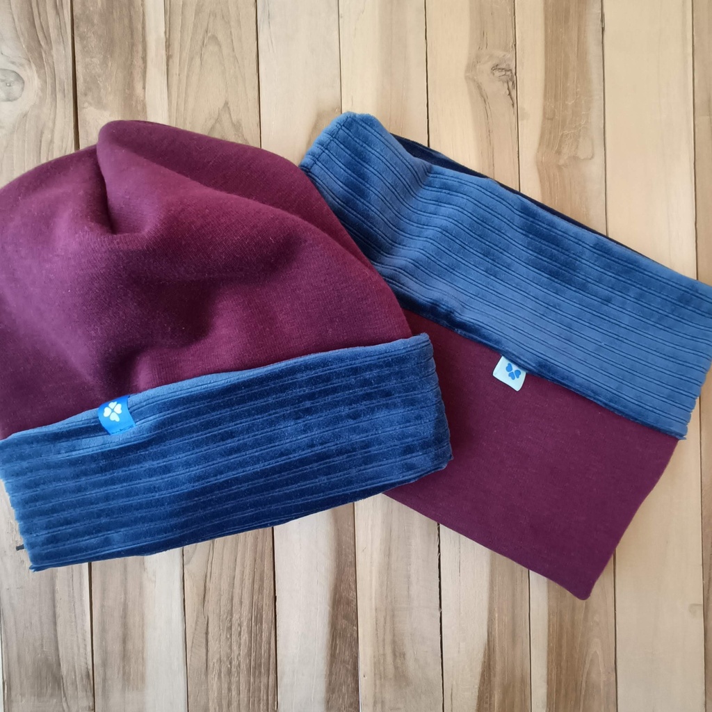 Bonnet Flocon Velours Bleu