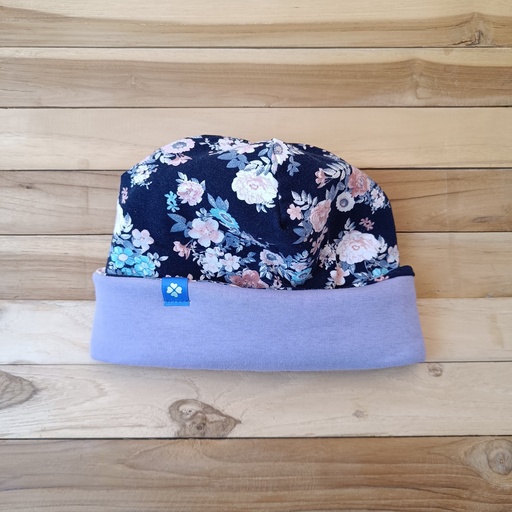 Bonnet Flocon Fleuri Mauve