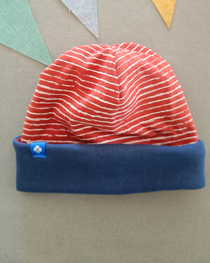 Bonnet Flocon ligné rouge